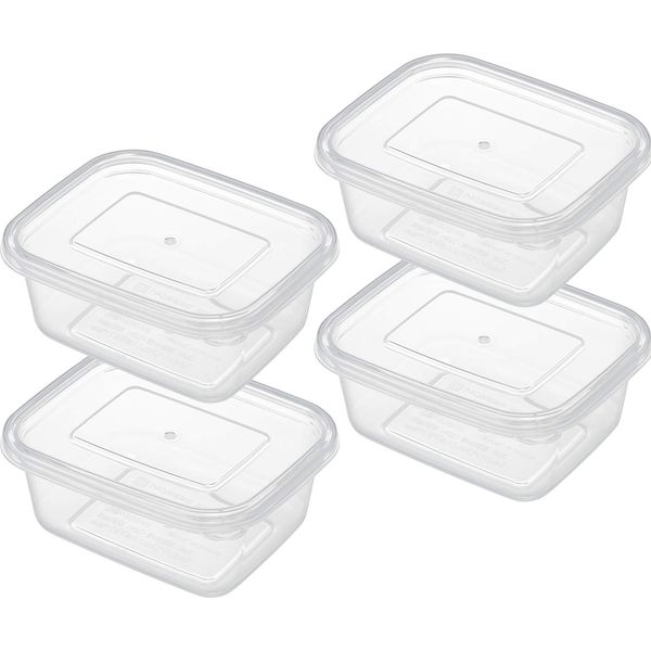 LEC A00123 Clear Baby Food Storage Container (Square) L Size 5.9 fl oz (150 ml) x 4 Packs, Microwave Safe, Dishwasher Safe, 4 Pieces