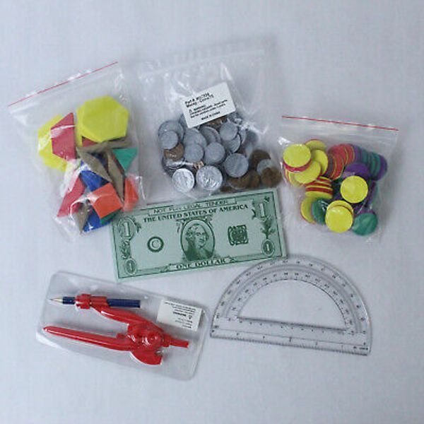 Lot of K-2 Homeschool Math Learning Tools Counting Money Patterns Manipulatives