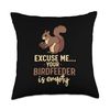 Funny Squirrel Bird Feeder Gift For Squirrel Lovers Throw Pillow