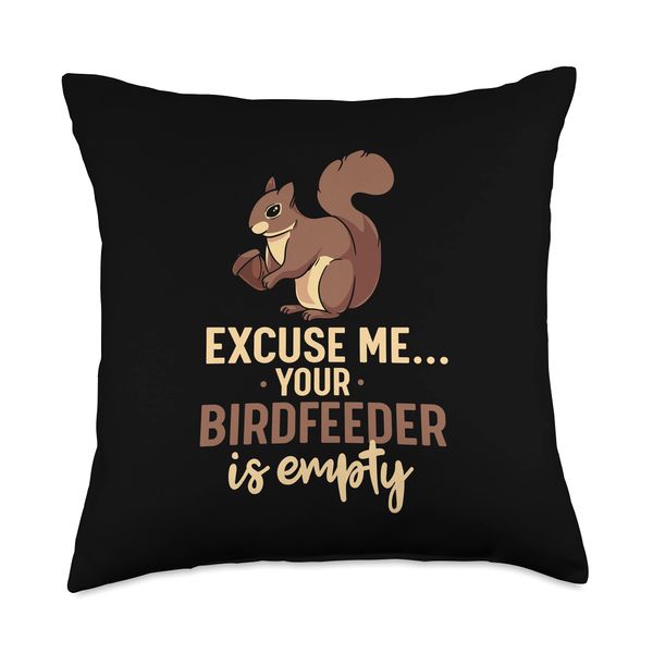 Funny Squirrel Bird Feeder Gift For Squirrel Lovers Throw Pillow