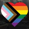 Applicable Pun Progress Pride Flag Heart LGBT - Vibrant Static Cling Window Cling - 7 inch