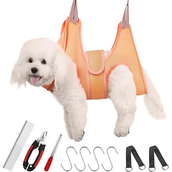 Guzekier Pet Grooming Hammock Harness for Cats & Dogs, Sling with Nail Clippers,