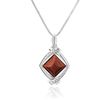 Massive Necklace With Shimmering Rhombus Pendant And Adjustable Silver Snake Chain