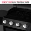 Unicook 5 Pack Grill Control Knobs Replacement, Chrome Plated Plastic with Nonslip Grip, Fits Gas BBQ with D Shaped Valve Stem, Including 5 Knobs and 15 Adaptors