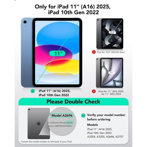 ESR for iPad A16 Case, iPad 11th/10th Generation Case (2025/2022), Vertical Stand Cover, Multi Stand Angles, Ultra-Stable Cover with Pencil Holder, Flip Series, Blue