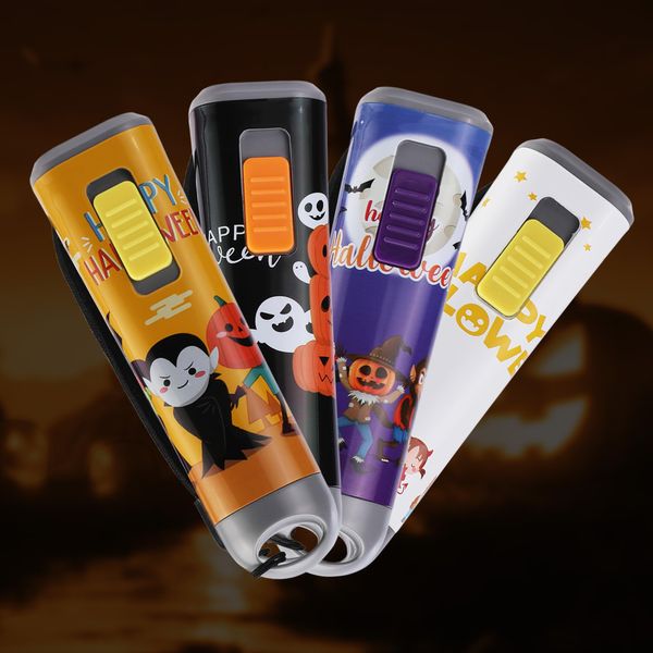 EverBrite Halloween Flashlights 4-Pack Halloween Gifts, Small LED Flash Light Handheld Torch with Lanyard 12AAA Battery Included, Mixed Color