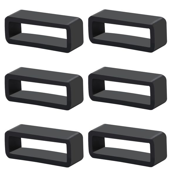 Mozeat Lens Pack of 6 Silicone Watch Strap Holder Watch Strap Loops Black Watch Strap Mounting Rings Rubber Replacement Watch Strap Keeper, 22 mm, Silicone