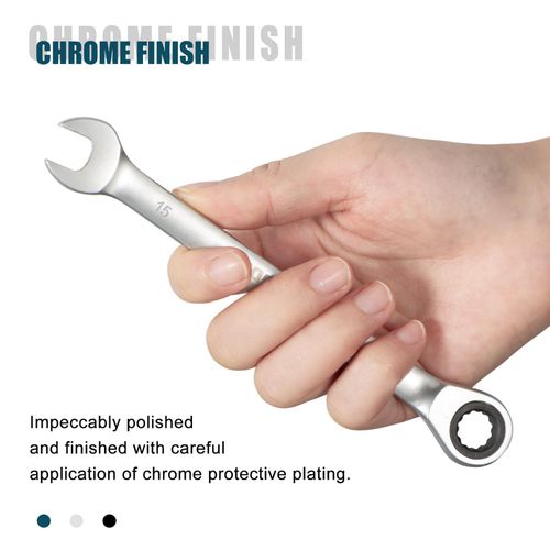 SORAKO Ratchet Spanner 15 mm, Combination Spanner Fixed Head Ratchet Spanner Combination Wrench