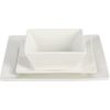 Zen Buffet Hard Square Porcelain Chip and Scratch Resistant Dinnerware Set, Whit