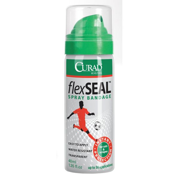 CURAD Flex Seal Spray Bandage, Water Resistant, Transparent, Ideal for Cuts and Scrapes, Quick Wound Care Solution, 40 mL, Pack of 24