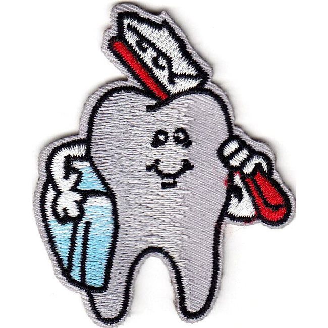 TOOTH w/TOOTHBRUSH Iron On Patch Dental Profession Medical