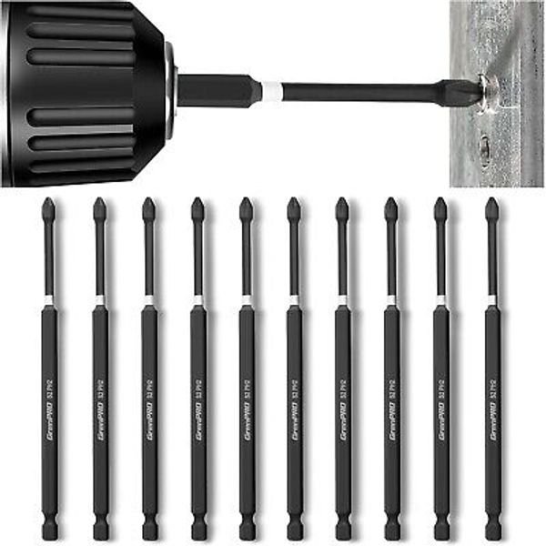 10Pcs Phillips Magnetic Screwdriver Bit Set Long 6 Inch Impact Tough PH2 New