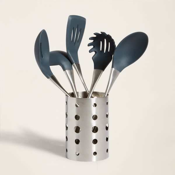 Zest Steel 6-Piece Cooking Utensil Set - Slate and Silicone