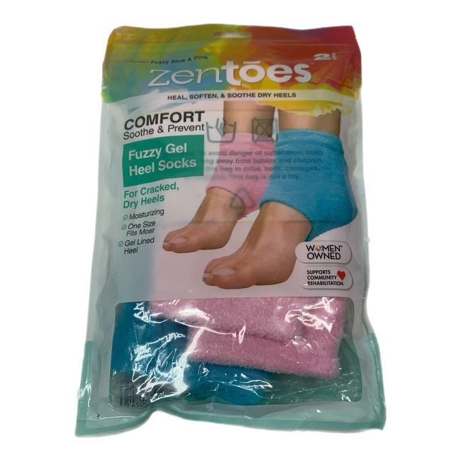 ZenToes Moisturizing Fuzzy Gel Lined Heel Socks Soften Heels Sleep Sooth Feet