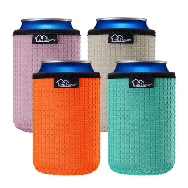 WK IEASON 12oz Standard Can Sleeves Insulators Holder Non-Slip Neoprene Can Cooler for Coco cola, White Claw and More(Orange/Grey/Green)