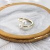 Philip Jones Gold Plated Adjustable Double Pearl Ring