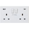Knightsbridge 13A 2G DP Switched Socket with Dual USB A+C [5V DC 3.1A shared] Max. 15.5W