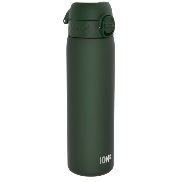 Ion8 500ml Water Bottle, BPA Free, Leakproof, Dishwasher Safe, Easy Open, Secure Lock, Clear Drinks Bottle for Boys & Girls, Small Gym Sports Drinking Water Bottle 500ml, Dark Green