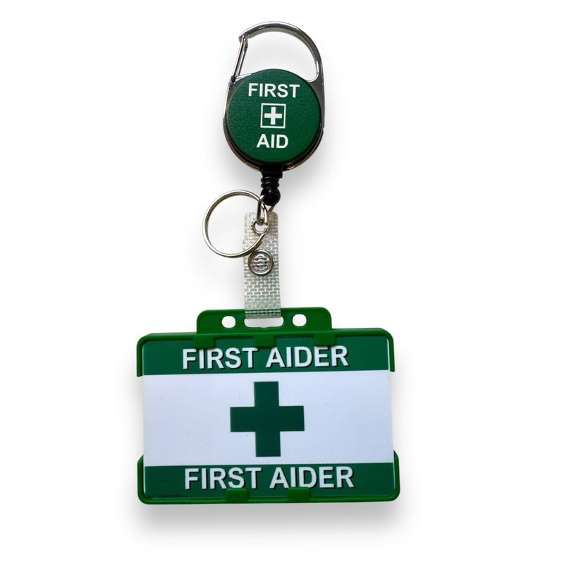 First Aid Printed Card, Double Green ID Card Holder & First Aid Badge ...