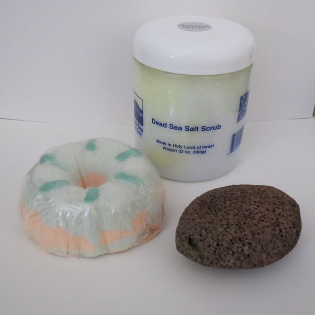 Bath Bombs: Cucumber/Melon Bath Bomb 32 oz Cucumber/Melon Dry Salt Scrub, Pumice Stone by Dead Sea Spa Care, Bubble Bath