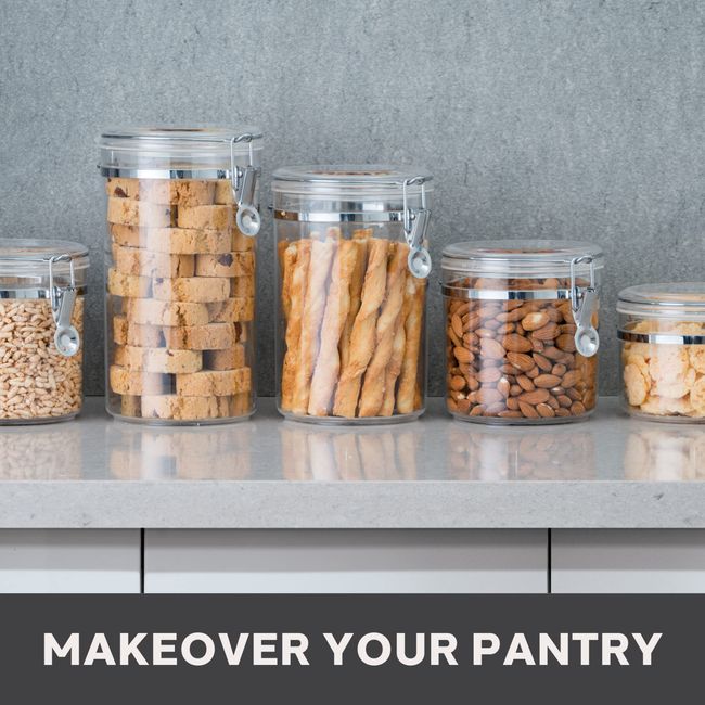 Food Storage Containers with Lids, Clear Pantry Canister Set for