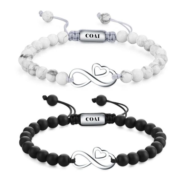 COAI Infinity Onyx Howlite Crystal His and Hers Bracelets for Couples