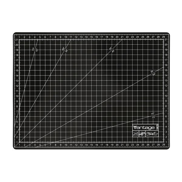 Vantage Self Healing Double-Sided Cutting Mat with Grid a4 Black