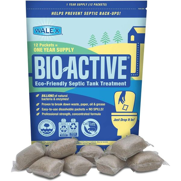 Bio Active Premium Septic Tank Treatment 12 Count Powerful Enzyme Cleaner
