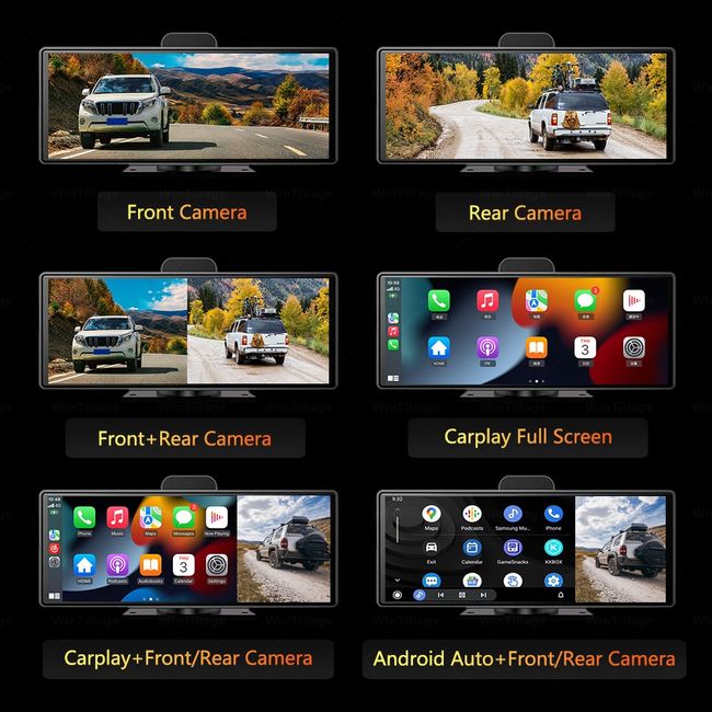 Carplay Dash Camera Dvr Android Auto Support 4K H.265 1080P touchscreen  WiFi FM Rearview Camera