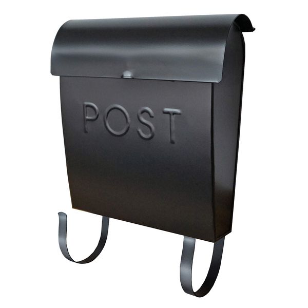 NACH Euro Wall Mount Mailbox with Detachable Newspaper Holder, Rustic Mailboxes for Outside, Powder Coated Finish Metal Mailbox, 12 x 11.2 x 4.5 Inch, Black, MB-44765