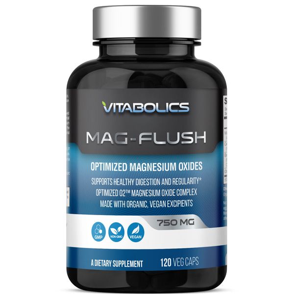 Vitabolics Mag Flush 750 mg 120 Caps - Magnesium Oxide Regularity Colon Cleanse