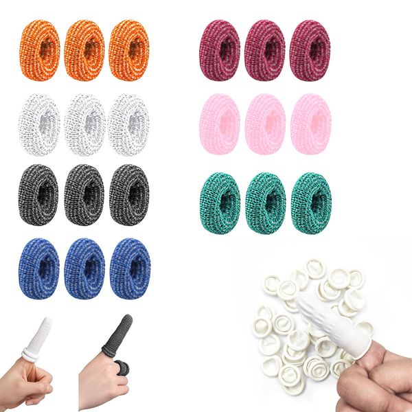 Guegine 50 Pcs Finger Bandage,Finger Bandages Tubular Finger Cots,Finger Stall, Including Cotton and Rubber Finger Cots,Multiple Color Options,for Finger Sprain Protection Work Sports and Fitness