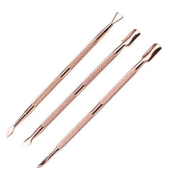 Set of 3 Nail Art Stainless Steel Cuticle Pusher Remover Spoon Manicure Pedicure Tool Set Cuticle Treatment Base Preparation New 