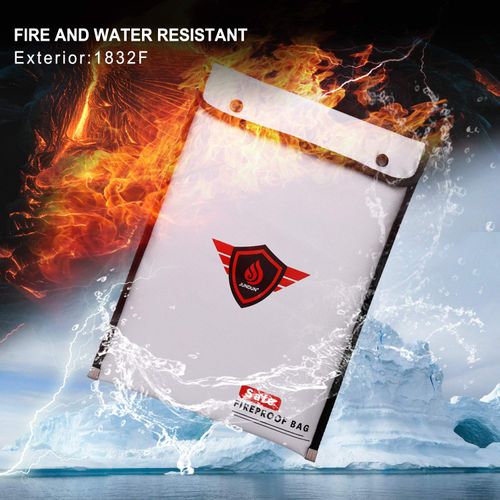 JUNDUN Fireproof Document Bags,15”x11” Triple Layers Waterproof and Fireproof Bag with Zipper,Silicone Coated Fireproof Safe Pouch Envelope for Documents,Cash and Money