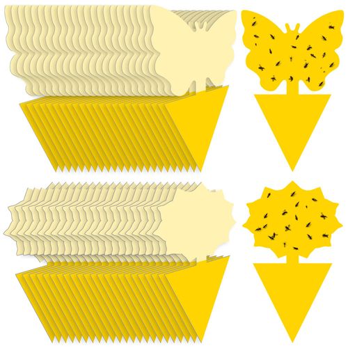 Landisun Fruit Fly Sticky Traps 48PCS Fungus Gnat Traps Bug Traps Gnat Killer for Indoor Outdoor House Kitchen Plants Whitefly Mosquitos Flying Insects JPM0149 Yellow Designed by JPMOS
