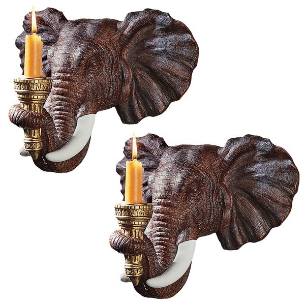 Design Toscano Elephant Wall Sconce - Set of Two, 12 Inch