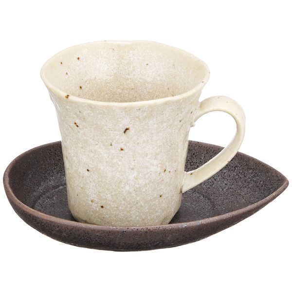 Ichikyu 131-1503 Mino Ware Cup & Saucer Coffee Bowl Plate, Approx. 6.3 fl oz (180 ml), Microwave, Dishwasher Safe, Sand Dunes