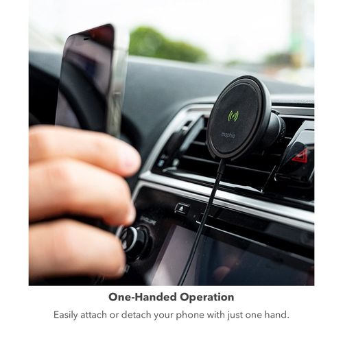 Mophie Snap+ Wireless Vent Mount Universal Charger, 15W Charging, Magnetic Positioning for Accurate Placement, One-Hand Operation, Compatible with Magsafe for iPhone 12 Models & Qi- Enabled Devices
