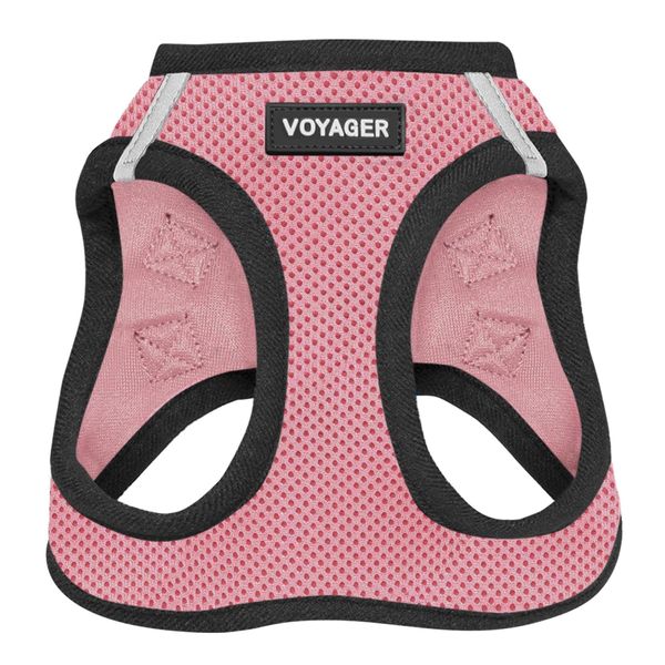 Voyager Step-In Air Hundegeschirr by Best Pet Supplies - All Weather Mesh Step in Vest Harness für kleine und mittlere Hunde, Rosa / Schwarzer Rand, size S - Brust 37-40 cm