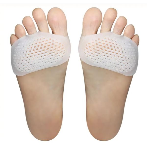 2X Foot Metatarsal Pads Ball Gel Pain Cushion Insoles Support Neuroma UK Relief (White, One Size)