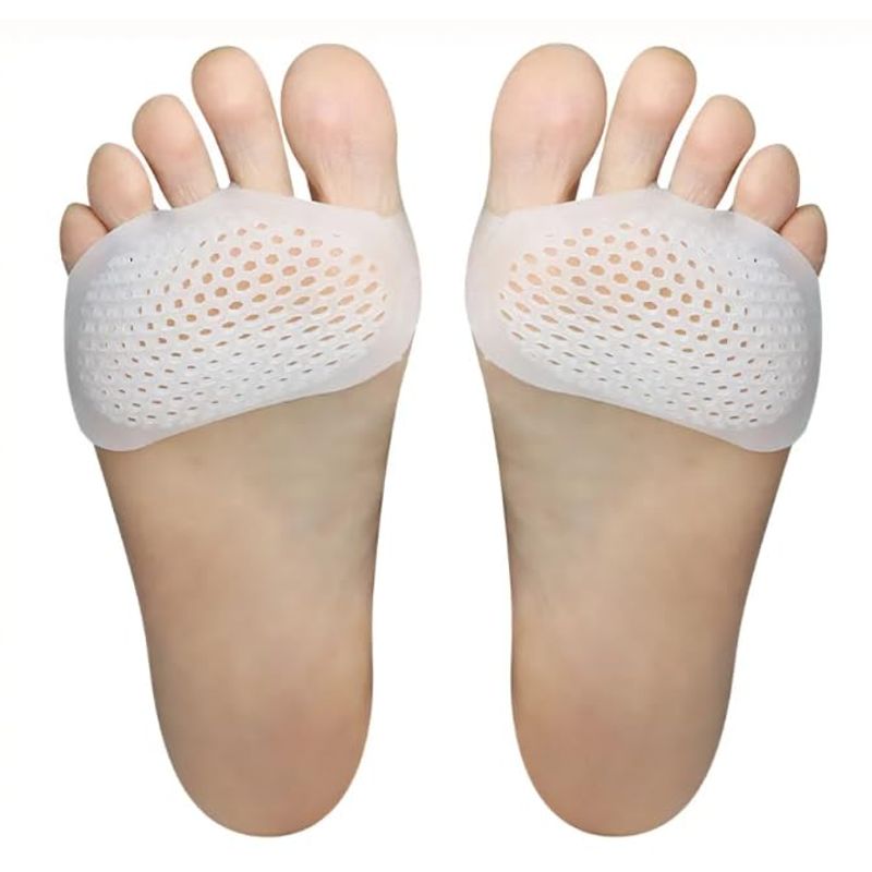 2X Foot Metatarsal Pads Ball Gel Pain Cushion Insoles Support Neuroma UK Relief (White, One Size)