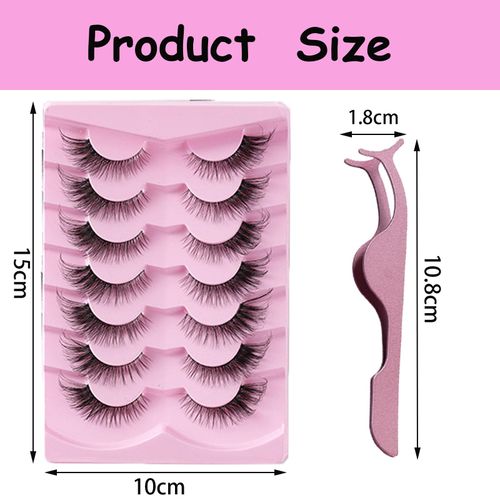 RabbFit Cat Eye 3D Eyelashes, Volume Fox Eyelashes with Fake Lashes Tweezers, Fluffy Faux Mink Extensions for an Charming Cat Eye Look, Natural Eyelashes