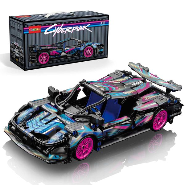 Sosuy 1:18 Super Sports Car Model Building Bricks Sets - 513 pcs MOC Cyberpunk Rally Car Raceing Engineering Toys for Play and Display - Model Toy Gift Idea for Adults Boys