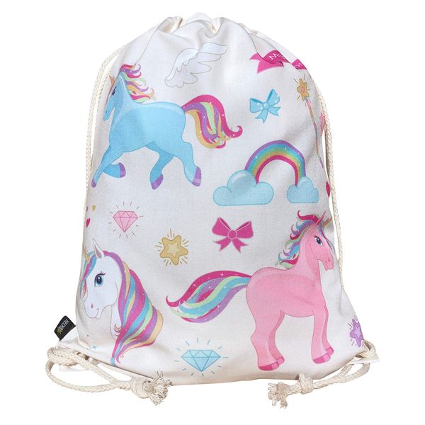 HECKBO kids unicorn gym drawstring bag - 40x32cm - 12.6" x 15.8" - Lightweight string bag - kindergarten daycare crèche school football - children kids girl boy backpack, sports bag, fabric bag