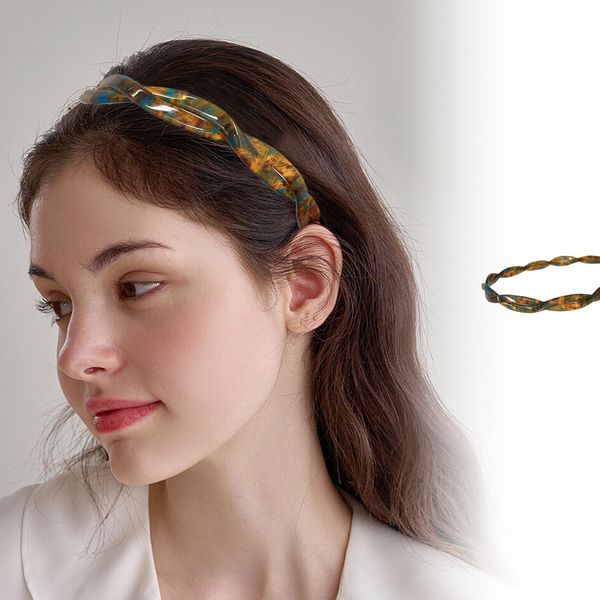 One Piece Elegant Shark Tooth Headband Fashionable Beige Acetate Headband Wave Spiral Tooth Head Band for Women Men Girls