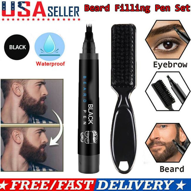 Waterproof Beard Filling Pen Kit Salon Hair Engraving Styling Eyebrow Brush Tool