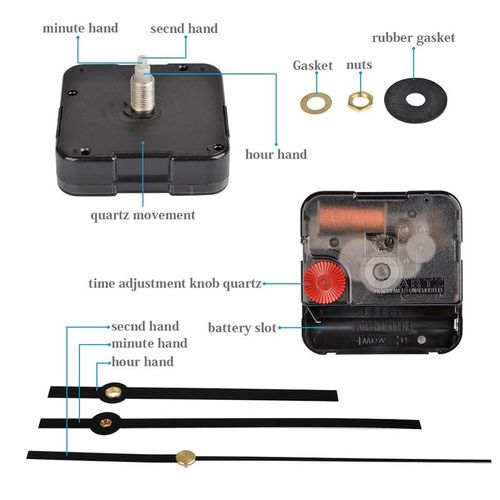 QLOUNI Ultra Silent Quartz Clock Movement, Clock Mechanisms with Hands Battery Powered, Wall Clock Mechanism Motor Replacement DIY Repair Parts, 2/5 Inch Maximum Dial Thick