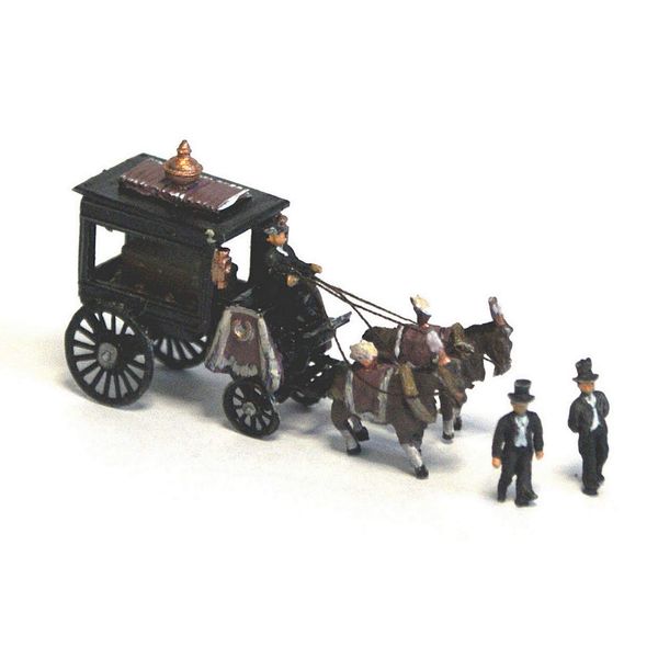 Langley Models Horse Drawn Hearse + Figures + coffin N Scale UNPAINTED Kit E48