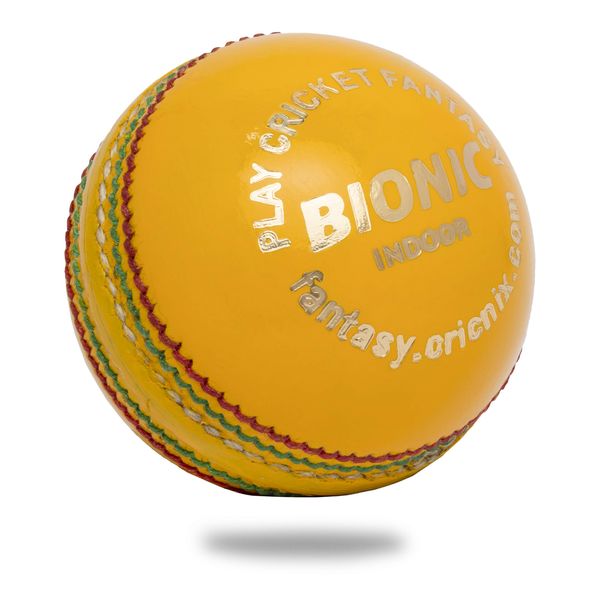 Cricnix Cricket Ball Bionic Indoor Leather Yellow 110g (1-Pack) for Seniors or Juniors