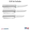 Rada Cutlery - S01 Rada Cutlery Paring Knife Set 3 Knives with Stainless Steel Blades and Brushed Aluminum Made in The USA, 7 1/8", 6 3/4", 6 1/8", Silver Handle